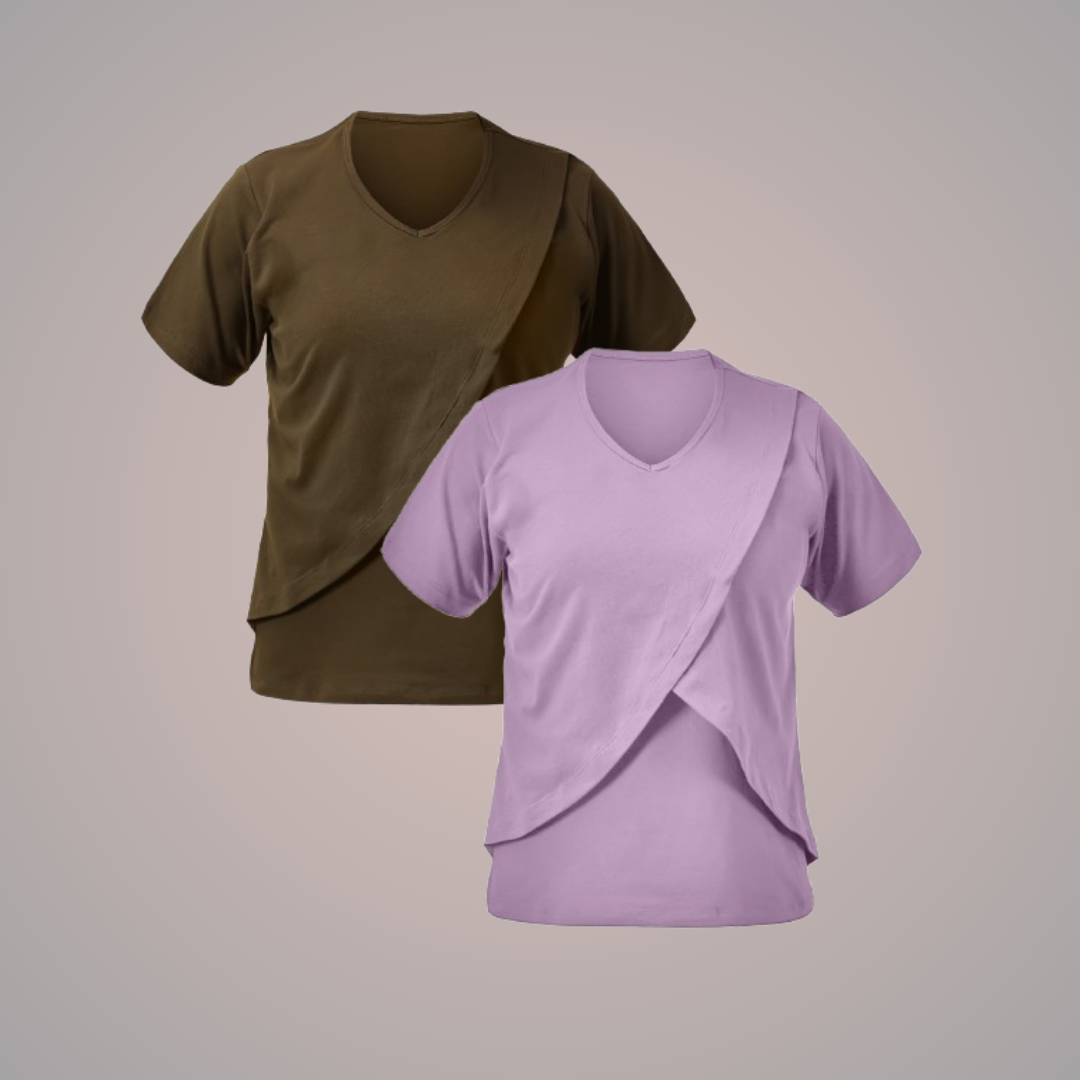KIKWIT Maternity Feeding Tops Without Zip for Women, Feeding Coverup Pregnancy Tshirt,Feeding T-Shirt for Easy Nursing & Breastfeeding, Maternity Top Wear for Mothers (pack of 2) KIKWIT Maternity Feeding Tops Without Zip for Women, Feeding Coverup Pregnancy Tshirt,Feeding T-Shirt for Easy Nursing & Breastfeeding, Maternity Top Wear for Mothers (pack of 2)