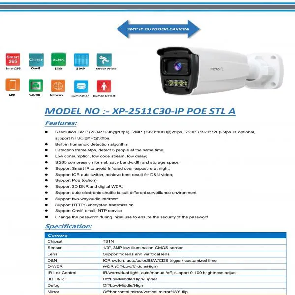 Bullet Camera IP Camera (Outdoor) | Smart Bullet Camera,Motion Detection | Color View | Low Illumination CMOS Image Sensor