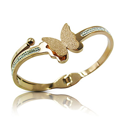 Stainless Steel Bracelet - Butterfly Embellished Stainless Steel Bracelet - Butterfly Embellished