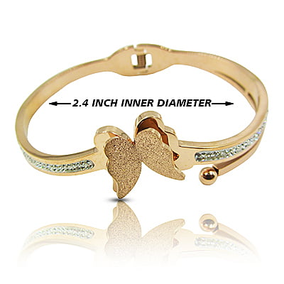 Stainless Steel Bracelet - Butterfly Embellished Stainless Steel Bracelet - Butterfly Embellished