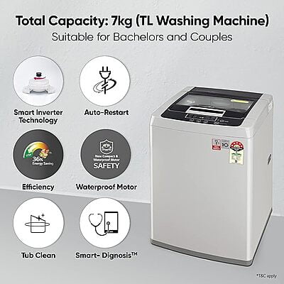 LG 7 Kg 5 Star Inverter TurboDrum Fully Automatic Top Loading Washing Machine