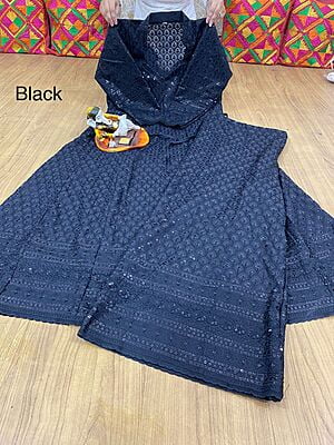 Chikan Anarkali Chikan Mastani-Black Chikan Anarkali Chikan Mastani-Black