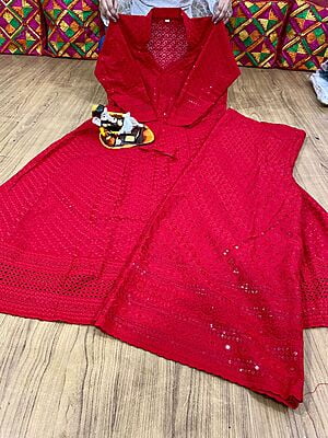 Chikan Anarkali Chikan Mastani-Red Chikan Anarkali Chikan Mastani-Red
