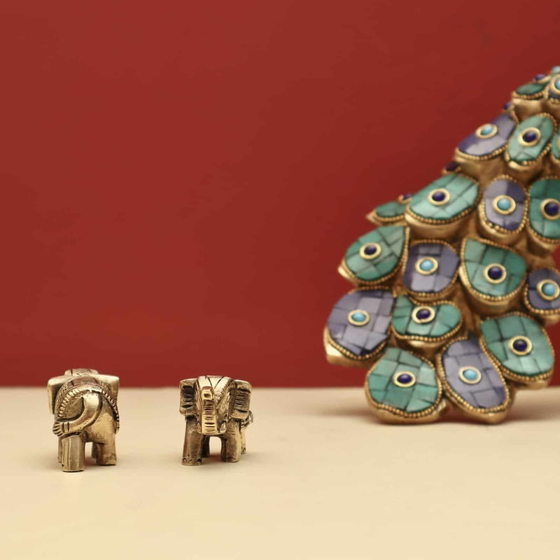 Brass Decorative Elephant Set of 2 - 1.2 inch Height | Miniature Set of Two Brass Decorative Elephants for Charming Decor Brass Decorative Elephant Set of 2 - 1.2 inch Height | Miniature Set of Two Brass Decorative Elephants for Charming Decor