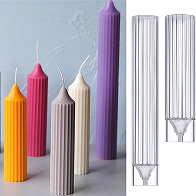 Polycarbonate Candle Long Pole Stripe Mold - 1*7 inch