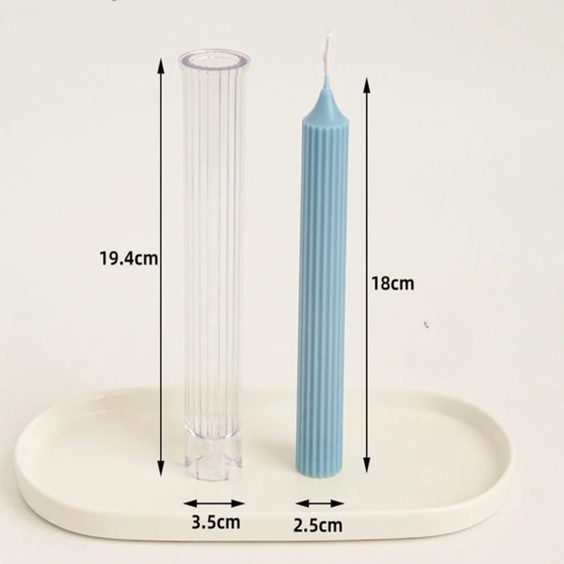 Polycarbonate Candle Long Pole Stripe Mold - 1*7 inch