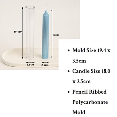 Polycarbonate Candle Long Pole Stripe Mold - 1*7 inch