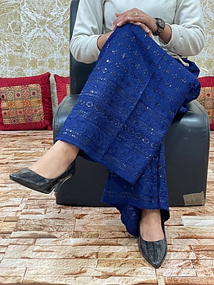 Cotton Chikan Mastani-NavyBlue