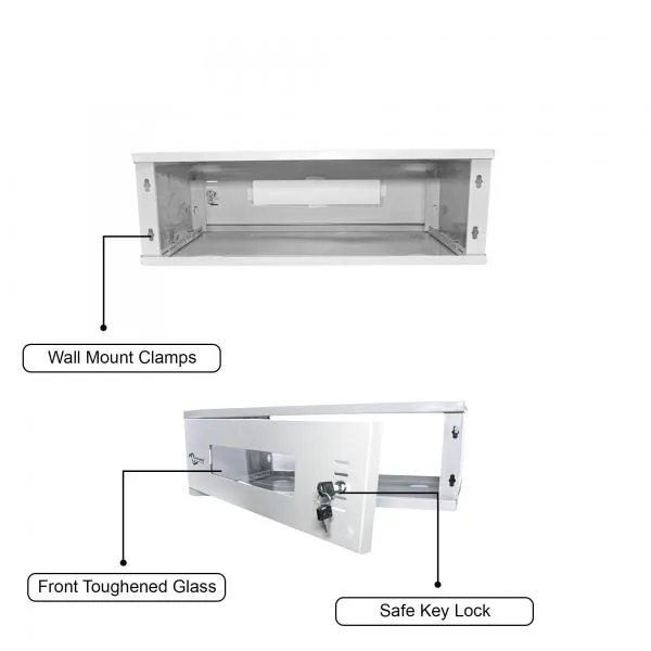 CCTV Foldable Wall Mount Rack ,Network/Server/DVR/NVR Storage Metal Cabinet with Lock & Glass Door