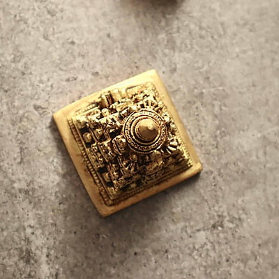 Brass Tirupathi Balaji Swarna Gopuram - 3.2 inch Height | Brass Idol of Tirupathi Balaji with Swarna Gopuram for Sacred Decor