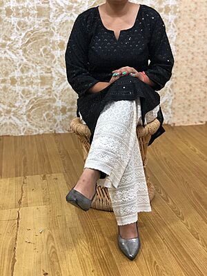 Chikan Kurti Chikan Palazzo Set-Black Chikan Kurti Chikan Palazzo Set-Black