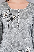 Women's Cotton Salwar Suit Set, Grey Printed Kurta with Geometric Pattern