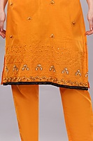 Cotton Salwar Suit with Dupatta, Orange, Embroidered, 3/4 Sleeve Cotton Salwar Suit with Dupatta, Orange, Embroidered, 3/4 Sleeve
