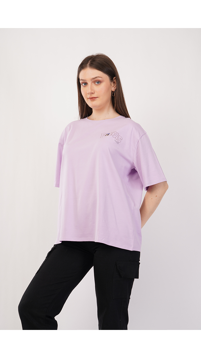 Women's Loose Fit Printed T-Shirt - Lilac | Lycra 180 GSM | Sizes S, M, L