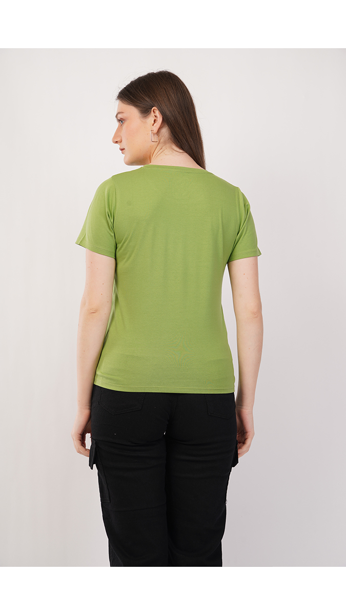 Stylish Sprout Green Women's Printed Round Neck T-Shirt – Lycra 180 GSM | S, M, L Stylish Sprout Green Women's Printed Round Neck T-Shirt – Lycra 180 GSM | S, M, L
