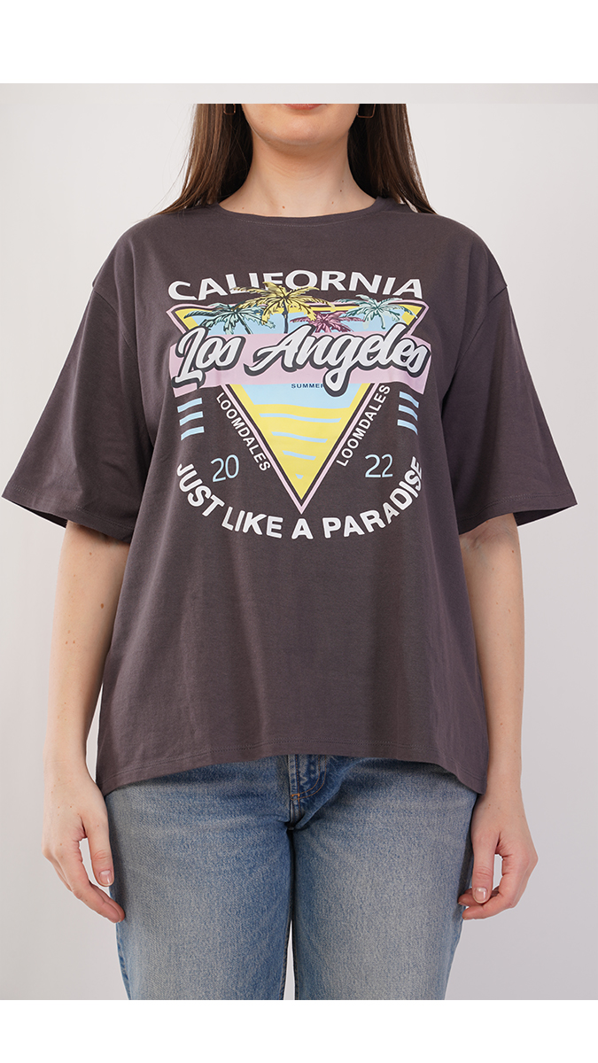 Stylish Charcoal Grey Women's Loose Fit T-Shirt – Single Jersey 180 GSM | S, M, L