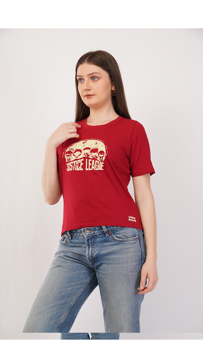 Trendy Ruby Pink Women's Round Neck T-Shirt – Slub/Vintage Fabric 180 GSM | S, M, L