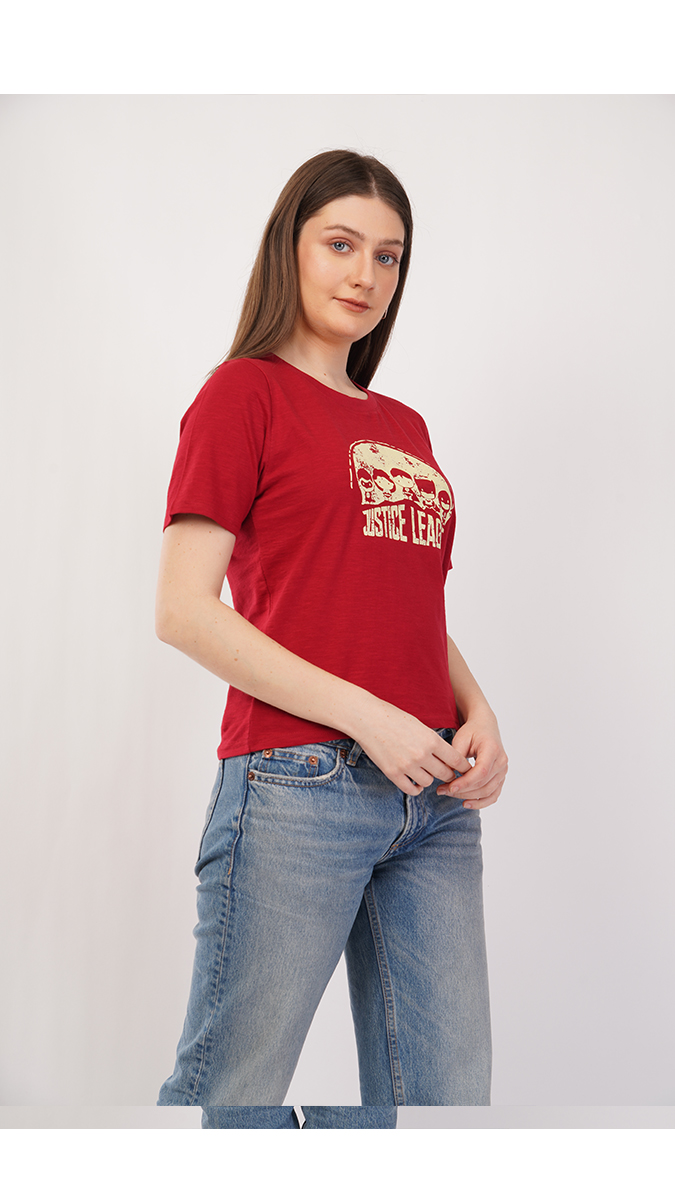 Trendy Ruby Pink Women's Round Neck T-Shirt – Slub/Vintage Fabric 180 GSM | S, M, L