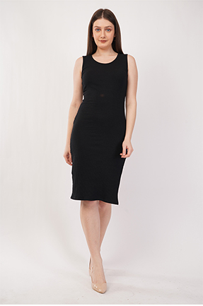 Elegant Black Women's Tank Dress – Broad Rib Fabric 220 GSM | S, M, L