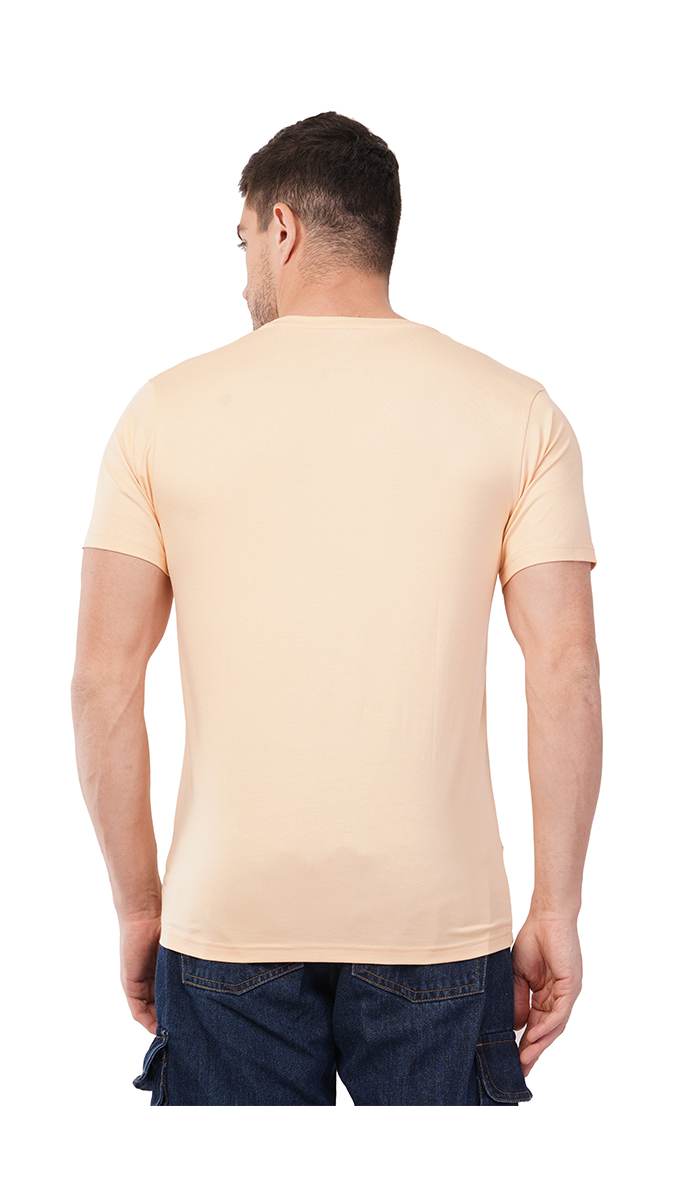 Men's Ivory Round Neck Slim Fit Printed T-Shirt – Lycra 180 GSM | S, M, L Men's Ivory Round Neck Slim Fit Printed T-Shirt – Lycra 180 GSM | S, M, L