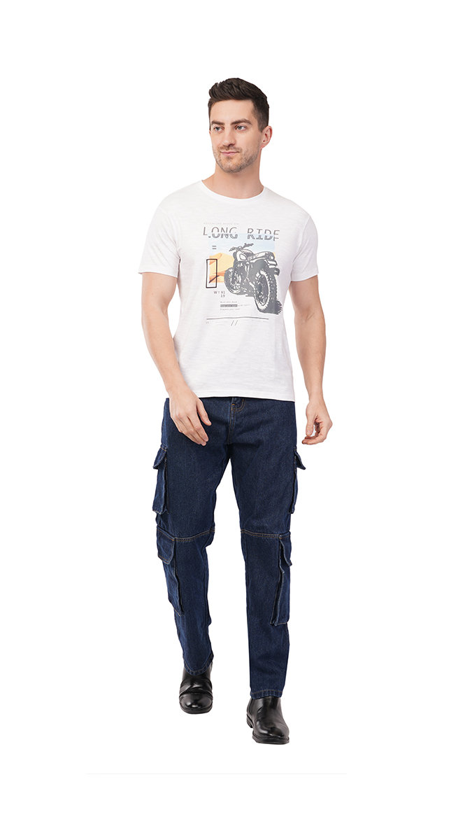 Men's White Round Neck Slim Fit Printed T-Shirt – Slub/Vintage 180 GSM | S, M, L Men's White Round Neck Slim Fit Printed T-Shirt – Slub/Vintage 180 GSM | S, M, L