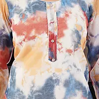 Tie Dye Organza Salwar Suit, Multicolor, Long Sleeve Kurta with Pants and Dupatta Set