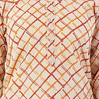 Organza Salwar Suit Set, Beige and Orange Checkered Pattern