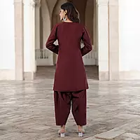 Maroon Patiala Style Farshi Suit Set with Kurta and Salwar