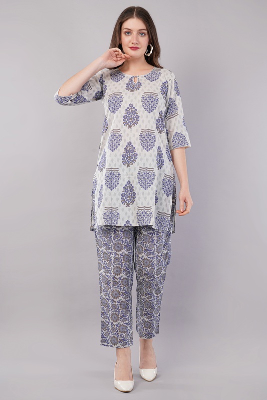 Women's Printed Co-ord Set with Kurti and Palazzo Pants