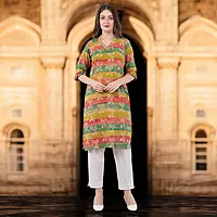 Printed Cotton Kurta for Women, Multi-Coloured