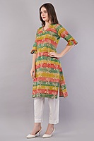 Printed Cotton Kurta for Women, Multi-Coloured