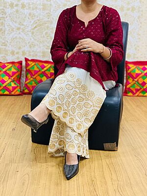 Chikan Kurti Zari Mastani-Maroon