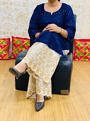 Chikan Kurti Zari Mastani-NavyBlue