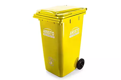 DUSTBIN-ARISTO 65LTR PEDAL BIN WITH WHEEL - YELLOW