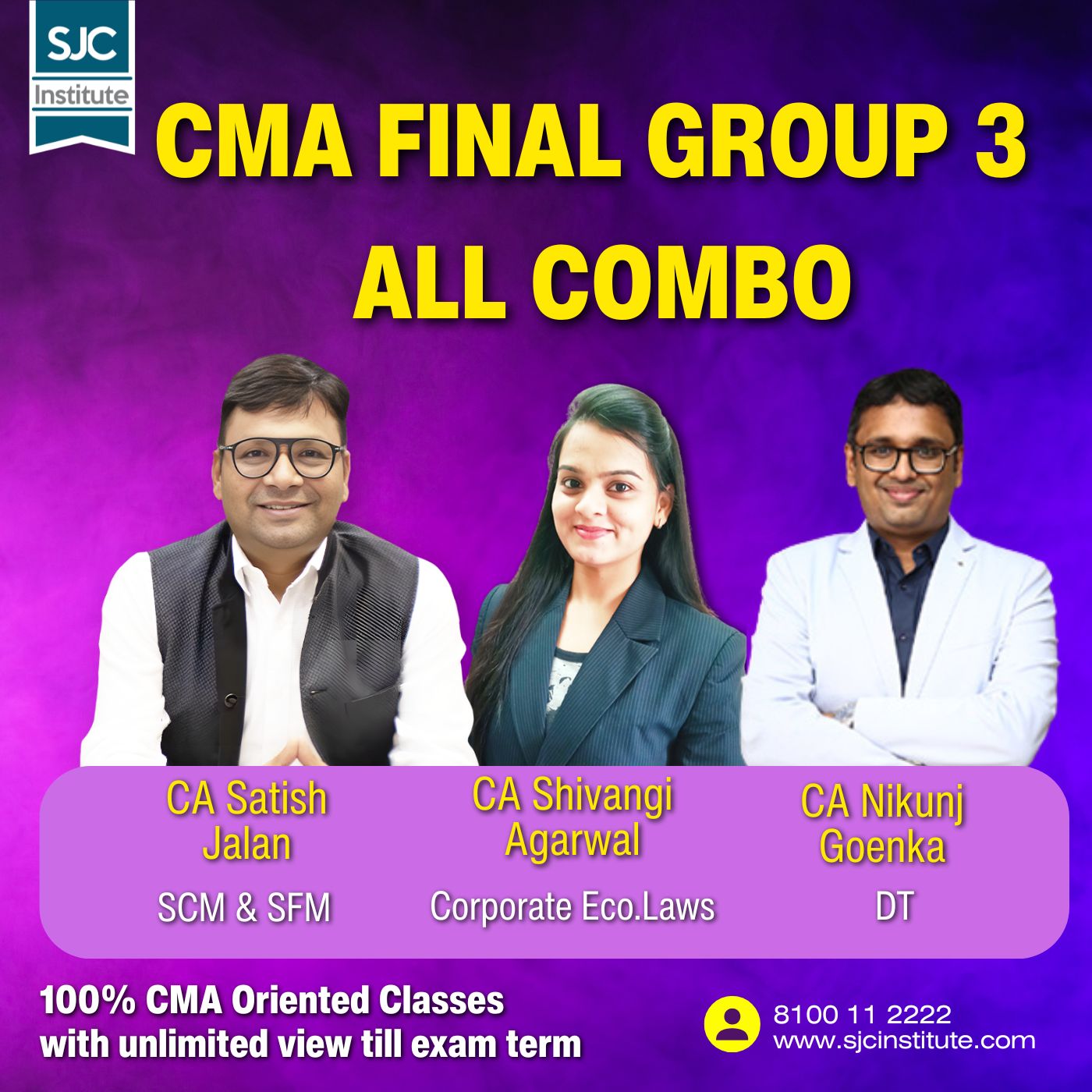 CMA Final Group 3 All Combo By CA Shivangi Agarwal, CA Satish Jalan, CA Nikunj Goenka