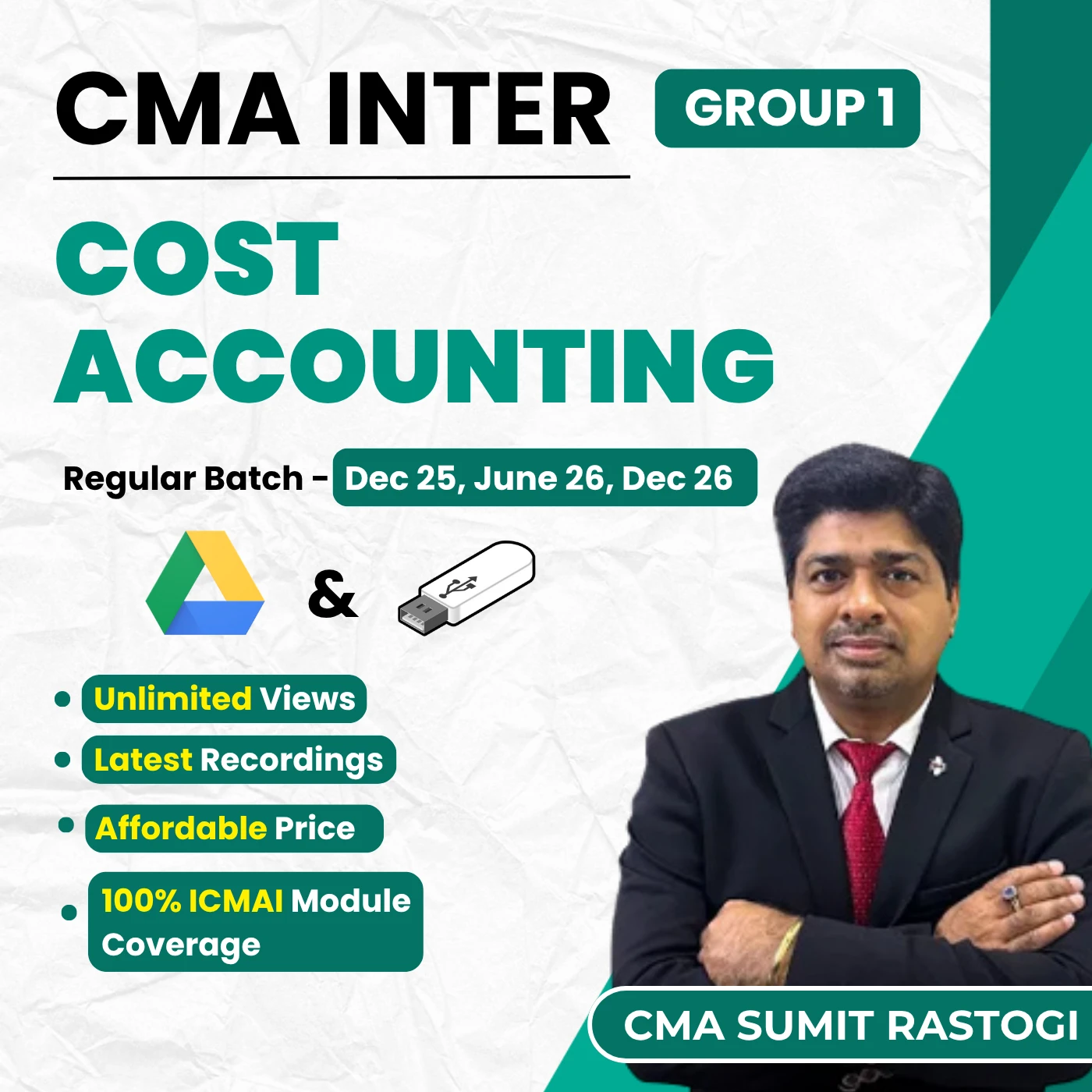 CMA Inter Cost Accounting (Group 1) By CMA Sumit Rastogi