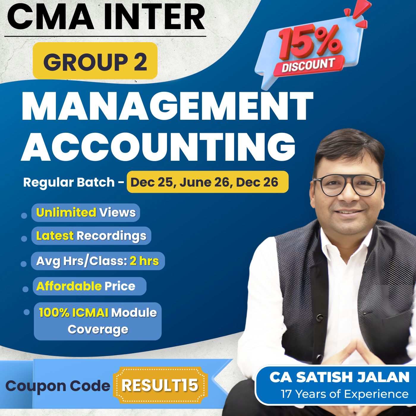 CMA Inter Management Accounting (Group 2) By CA Satish Jalan