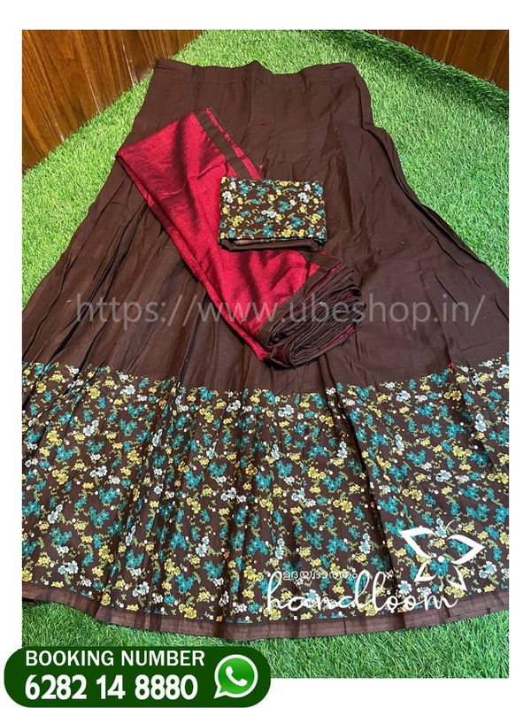 COFFE COLOUR FLOWER PRINT DHAVANI SET COFFE COLOUR FLOWER PRINT DHAVANI SET