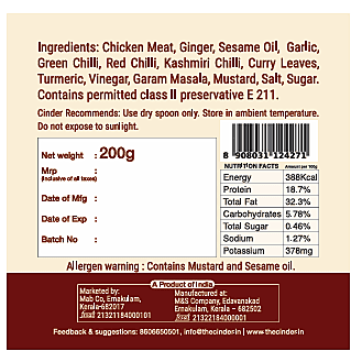 CINDER CHICKEN (BONELSS) PICKLE 200G