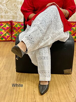Chikan Patiala Salwar-White Chikan Patiala Salwar-White