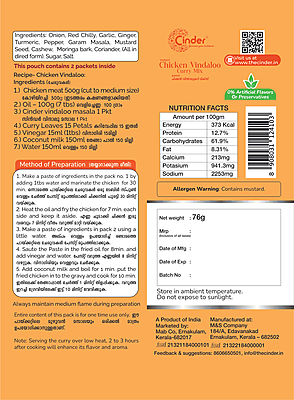 CINDER INSTANT CHICKEN VINDALOO CURRY MIX 76G CINDER INSTANT CHICKEN VINDALOO CURRY MIX 76G