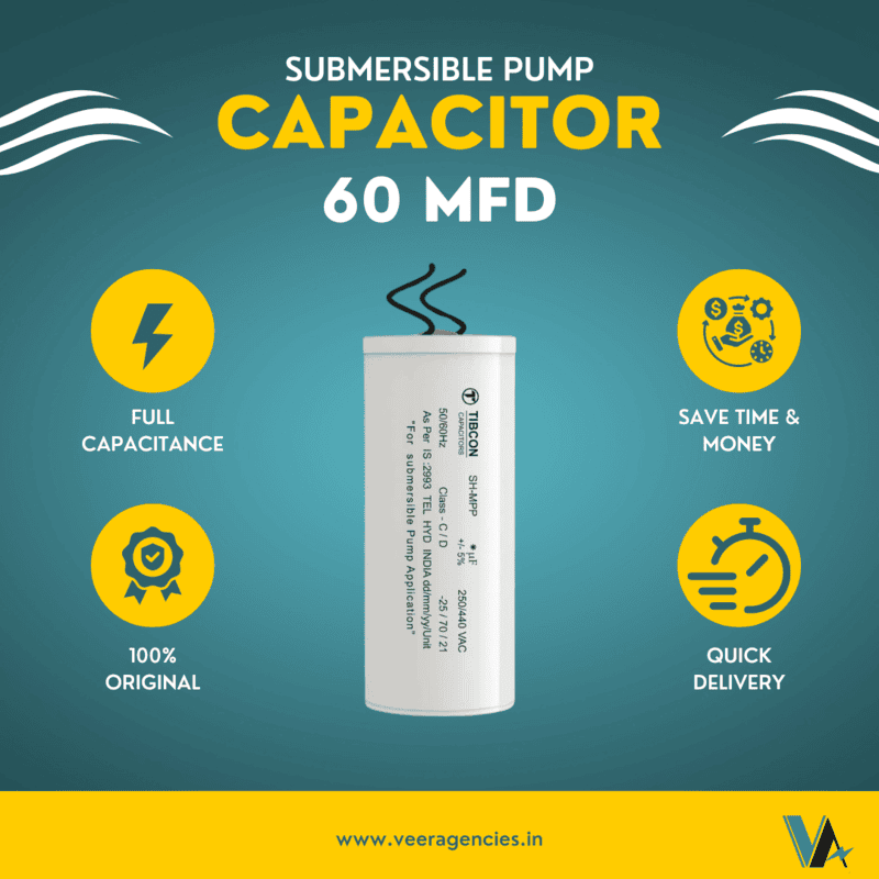 Tibcon 60 MFD 440 V Capacitor for Submersible Pump Tibcon 60 MFD 440 V Capacitor for Submersible Pump
