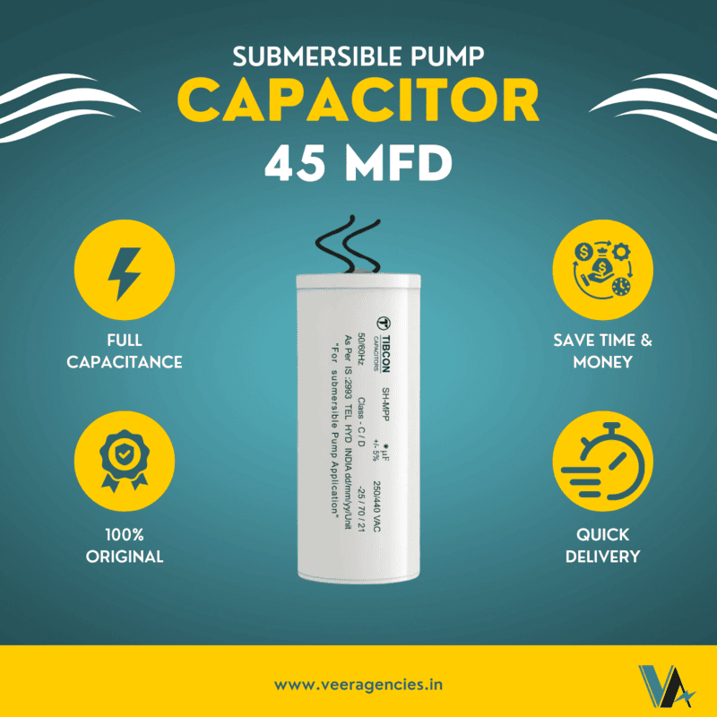 Tibcon 45 MFD 440 V Capacitor for Submersible Pump