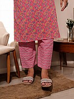TRADITIONAL PINK FLORAL PRINT  COTTON SALWAR SUIT SET