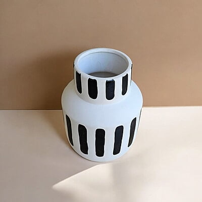 Black and White Striped Ceramic Vase Black and White Striped Ceramic Vase