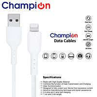 Champion USB (A) to Lightning (iPhone) 3Amp Data Sync & Charging Cable PVC 1M for all Apple & Lightning Port Devices