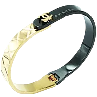 Anti Tarnish Bangles - Stainless Steel Gold Plated Bracelet [ Chanel ]