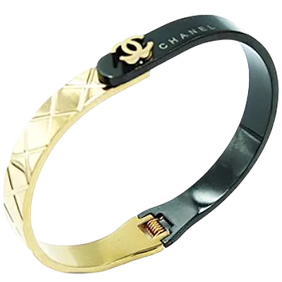 Anti Tarnish Bangles - Stainless Steel Gold Plated Bracelet [ Chanel ]