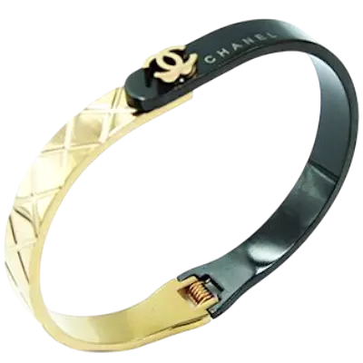 Anti Tarnish Bangles - Stainless Steel Gold Plated Bracelet [ Chanel ]