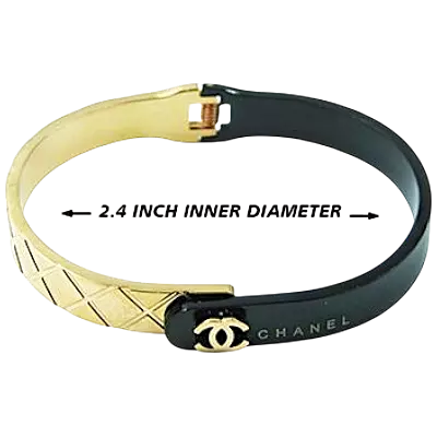 Anti Tarnish Bangles - Stainless Steel Gold Plated Bracelet [ Chanel ]